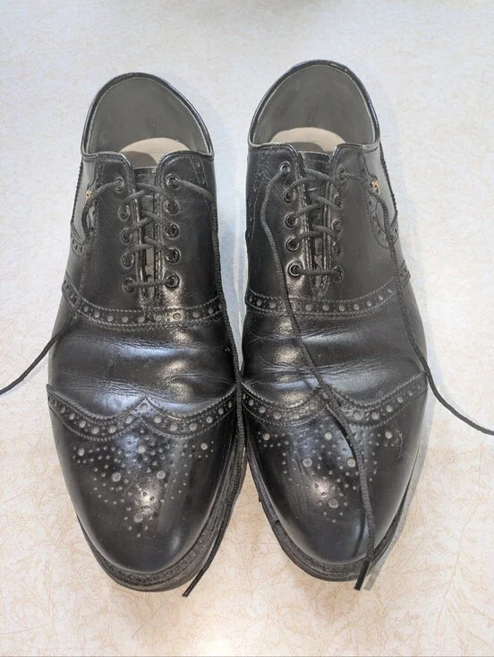 Vintage FootJoy Classics Black Leather Wingtip Spikeless Golf Shoes Men's 11D