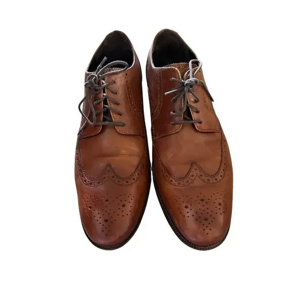 Cole Haan Men's Brown Benton Wingtip Leather Oxford Dress Shoes Size 12