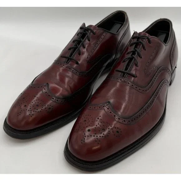 Vintage Johnston & Murphy Aristocraft Oxblood Shell Cordovan Wingtip Shoes 12AAA