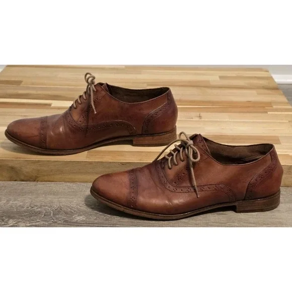 Cole‎ Haan Men's Brown Leather Cap Toe Oxfords Shoes 8.5