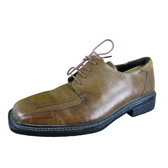 Todd Welsh Men 10.5 Brown Leather Square Toe Oxford Dress Shoes Classic Comfort‎