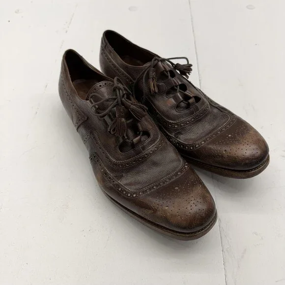 Church's Dress Shoes Mens Size 9.5 Brown Leather Brogue Oxford Tassel Lace Up