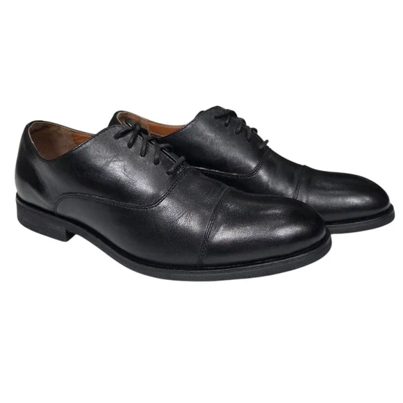 Frye Scott Cap Toe‎ Oxford Mens 8.5 Black Leather Lace Up Dress Shoes 3480168