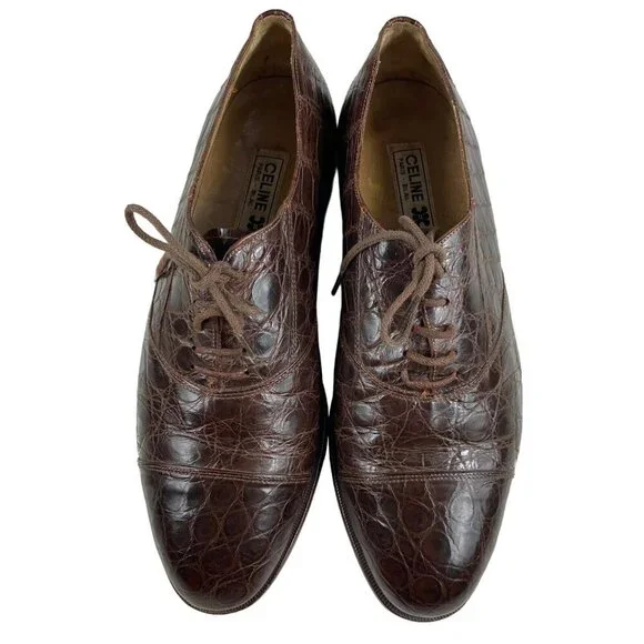 Celine Brown Vintage Oxford Shoes Python‎ Stamped Size 7