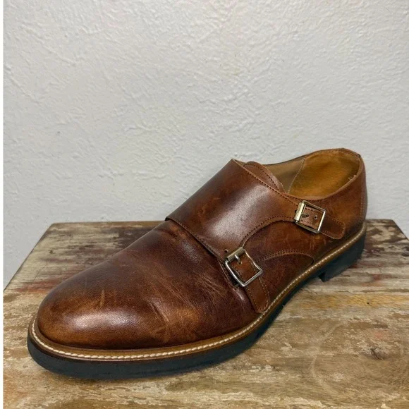 To Boot New York Men's 11 Brown Leather Dress Shoes Double Monk Strap