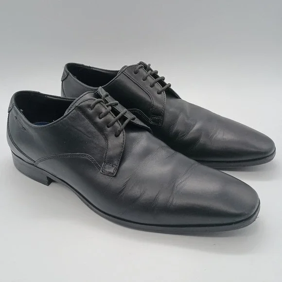 JOOP! Mens Black Leather‎ Derby Shoes Plain Toe Dress Shoes EU 42 US 8.5