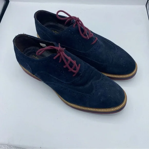 To Boot Navy Suede Oxfords with Burgundy‎ Laces size 11.5 formal holiday office