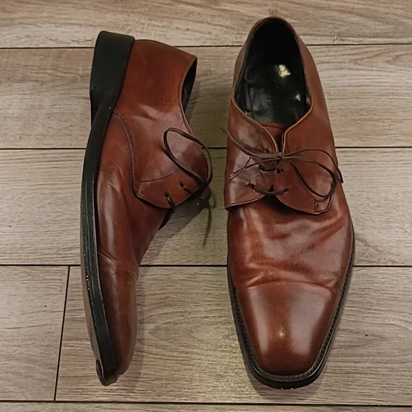 FACONNABLE Italy‎ Dark Brown Leather Sz 10.5 Lace Up Oxford Mens Dress Shoes