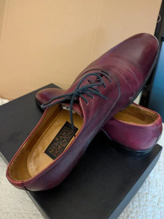 Mercanti Fiorenti Men's Shoes Burgendy Made in Italia Size 10