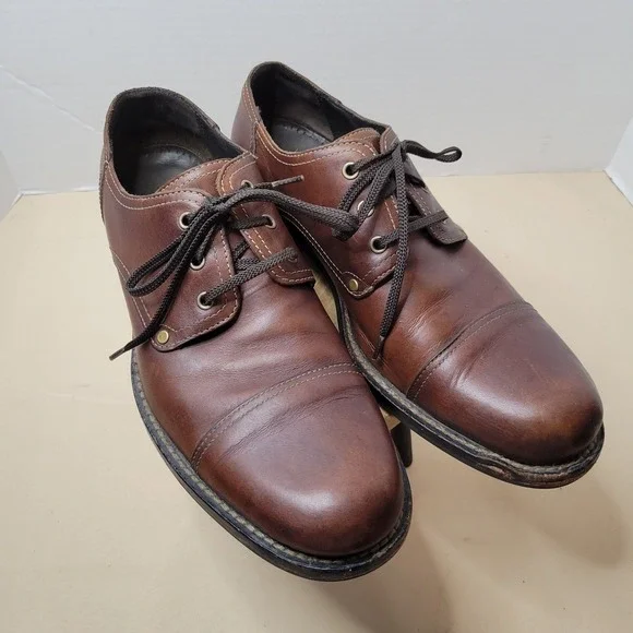 Cole Haan Mens Brown Leather Cap Toe Oxford Lace Up Dress Shoes C10643 size 8M
