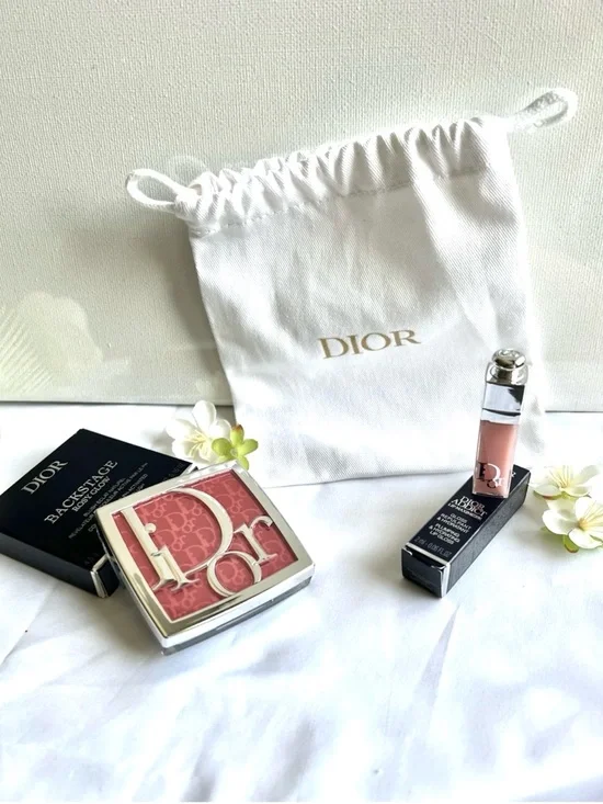 New Dior Rosewood Glow Gift Set Rosy Blush #012, Lip Maximizer & Drawstring Pouc