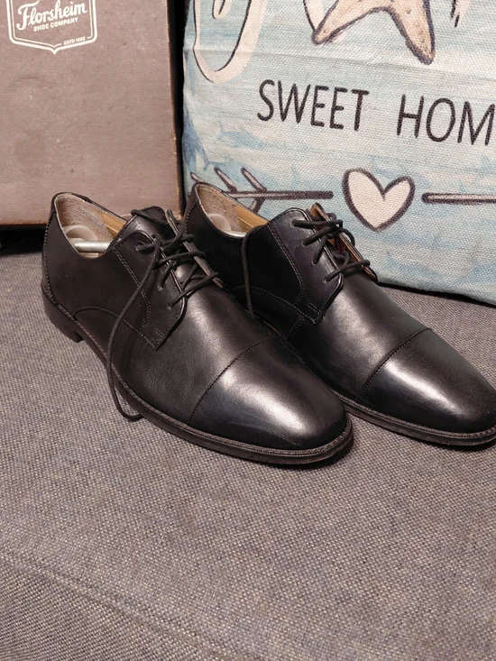 Florsheim Black Cap-Toe Derby Lace-Up Dress Shoes