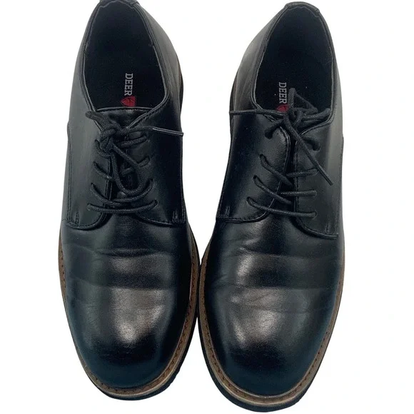 Deer Stags‎ Denny Mens Black Simulated Leather Plain Toe Oxford Shoes Size 6.5 M