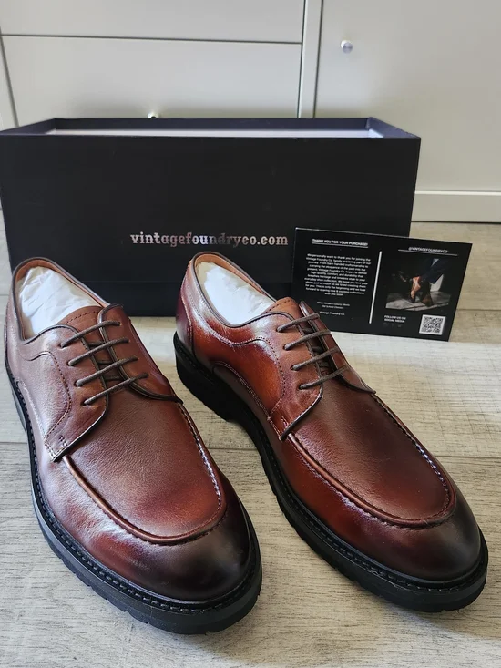 Vintage Foundry Co. Lior Men's Derby Oxford Shoes Brown Leather Size 11 D Box