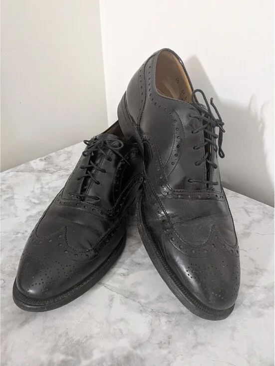Johnston & Murphy Aristocraft men's black leather wingtip oxford shoes size 10