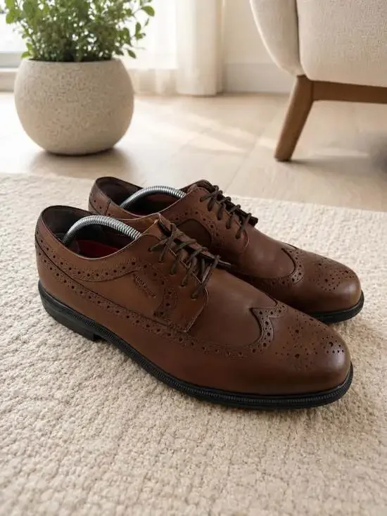 Rockport Essential Details II Waterproof Wingtip Oxford Brown Leather Shoes 11