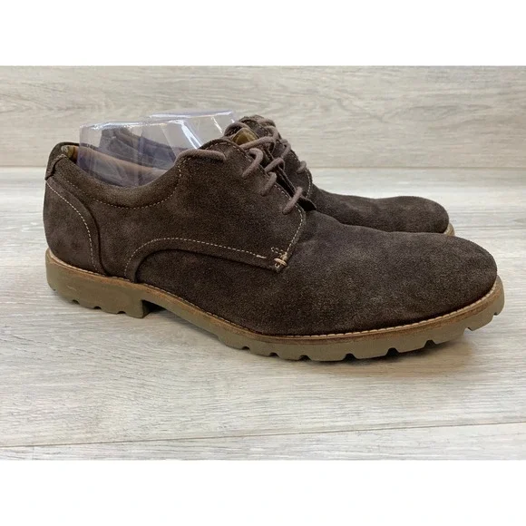 Rockport Walkability Men's Brown Suede Derby Shoes 9.5 M Adiprene Casual Shoes