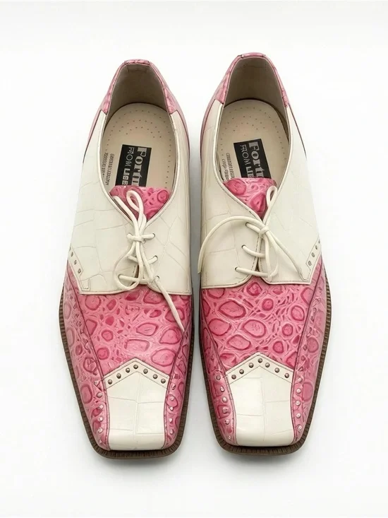 Men’s Pink and Cream Leather Oxford Shoes Size 11