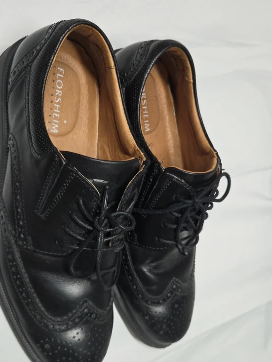 Florsheim Black Leather Wingtip Derby Dress Shoes