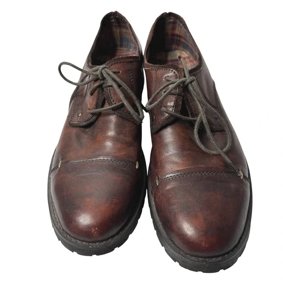 Bed Stu Volstead Mens 8.5 Oxford Cap Toe Brown Leather Dress Shoes Lace‎ Up