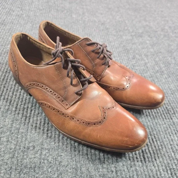 Aldo Shoes Mens Size 11 Brown Leather Wingtip Brogue Derby Oxford Dress Lace Up