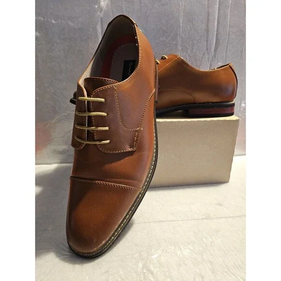 Bruno Marc New York Dress Shoes Men Brown Size 13 Lace Up Cap-Toe Oxford Formal