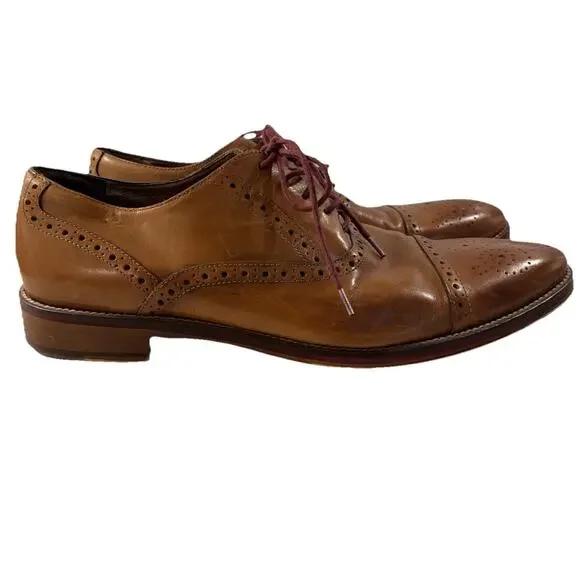Johnston &‎ Murphy Mens Size 13 M Conrad Captoe Oxford Brown Leather Dress Shoe