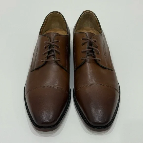 Johnston Murphy Men's 8.5M Mcclain Cap Toe Tan Full Grain Leather Shoes New $160