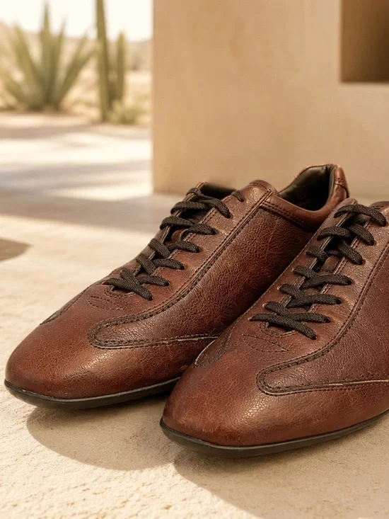 Tod's Brown Leather Low Top Sneakers Gommino Driving Shoes Men's 10.5