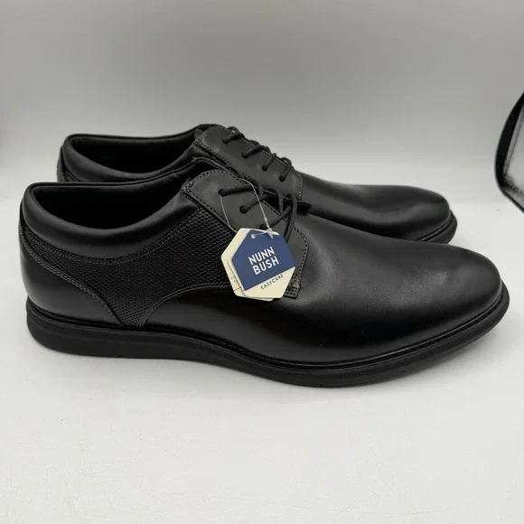 Nunn Bush Chase Shoes Men Sz 14 M Black Plain Toe Oxford Lace Up Dress 81537-001