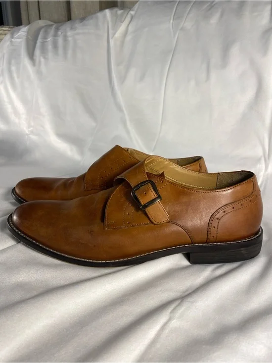 Nunnbush Comfort Gel Men's Newton Monk Strap Leather Shoe - Vintage Brown 10M