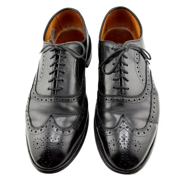 Vintage Allen Edmonds McAllister Black Leather Wingtip Oxford Dress Shoe Sz 9.5