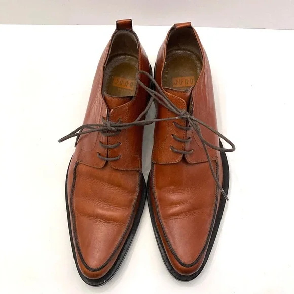 Pawelk's Juno Lace Up Oxford‎ Apron Toe Brown Leather EU 43 US Mens 10 Italy
