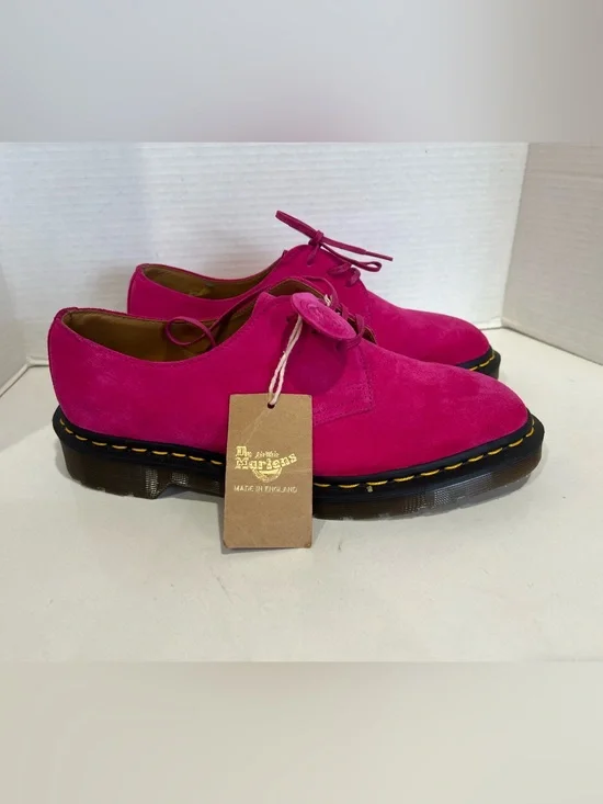 Dr. Martens 1461 Hot Pink Fuchsia Suede Shoes Made in England UK Size 7 NWT