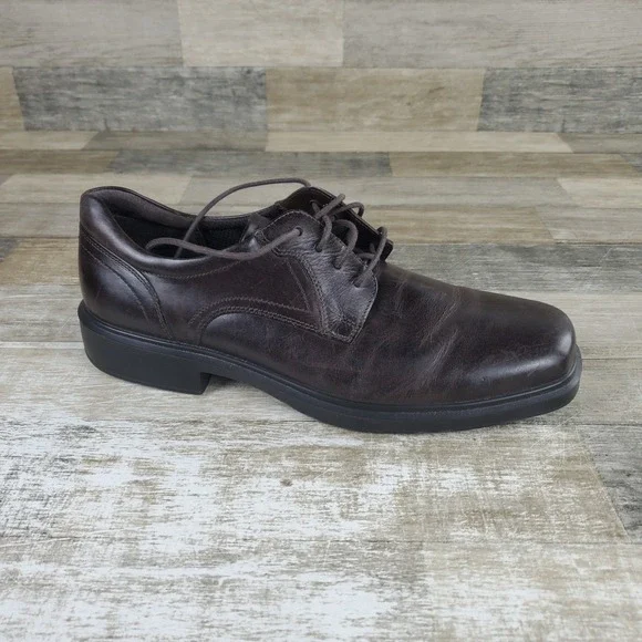 Ecco‎ Helsinki 2 Mens Derby Shoes Sz 11 - 11.5 Brown Leather Lace-Up Square Toe