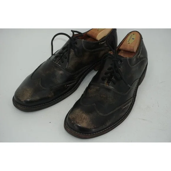 Bed Stu Shoes Black Leather Wingtip Derby Dress Studded Mexico Men's Size 8.5