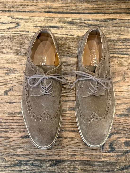 Reaction Kenneth Cole Taupe Suede Wingtip Derby Shoes