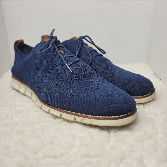 Cole Haan Zerogrand Mens Size 13 Blue Stitchlite Wingtip Oxford Shoes C24947