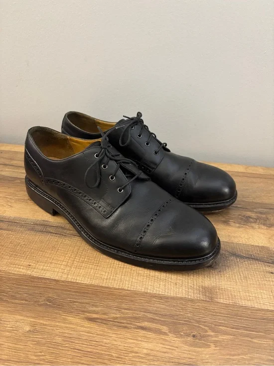 Polo Ralph Lauren Leather Asher Cap Toe Oxford Shoes Black