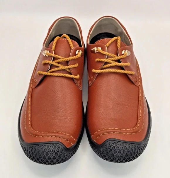 GSLMOLN Men’s Brown Leather Casual Dress Shoes Size US 9 Classic Lace-Up