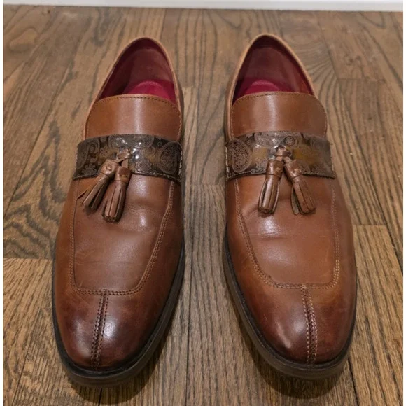 Stacy Adams Quinby Mock Toe Brown Leather Shoes‎ Size 11 Mens Paisley