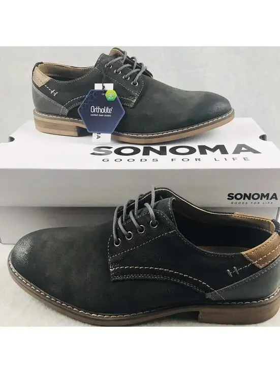 Sonoma Oxford Shoes Mens Size 8 Leather Suede Collection Casual Gray
