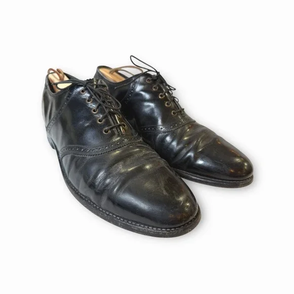 Vintage Florsheim Oxford Leather Dress Black‎ Lace Up Brogue Menswear Sz 11 D