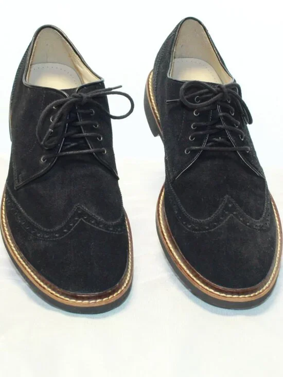 Cole Haan Size 11 M Black Suede Franklin Non-slip Lace Up Wingtip Oxfords C11429