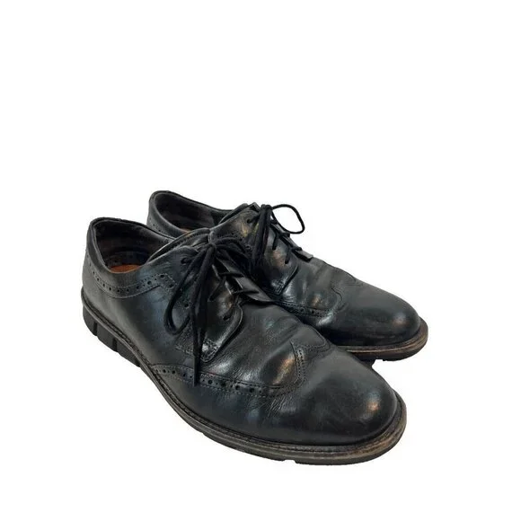 Ecco Black Leather Wingtip Oxford Dress Shoes Mens Size 10-10.5
