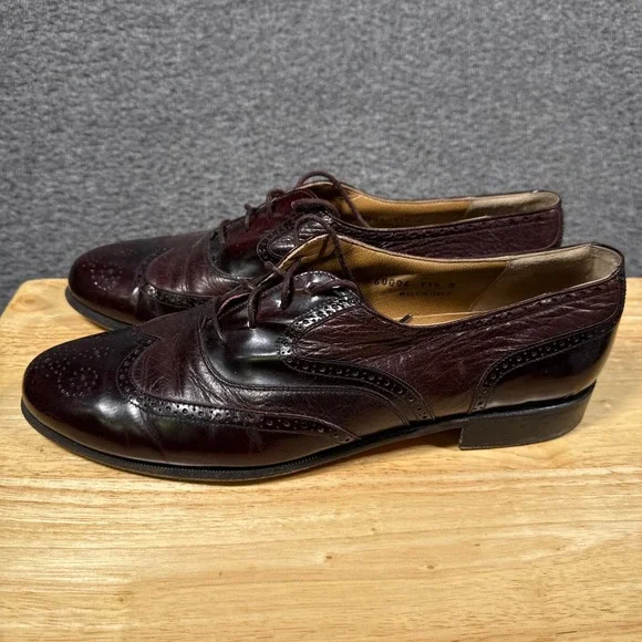 Miguel Angel Wingtip Oxfords Mens 11.5 Burgundy Leather Italian Dress Shoes