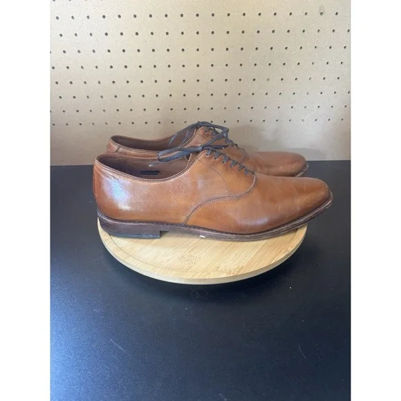 Allen Edmonds Shoes Mens Size 11.5 B Carlyle Oxford Brown Tan Plain Toe Dress