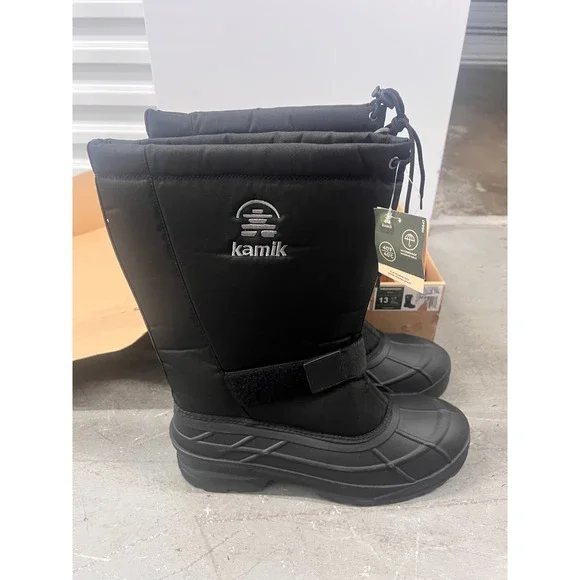 Kamik Greenbay‎ 4 Snow Boots Men's US 13 Black Mid Calf Bungee Lace Waterproof