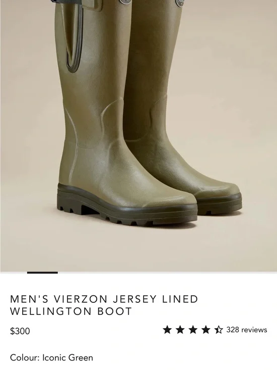 Men's Jersey-Lined Wellington Boots in Iconic Green