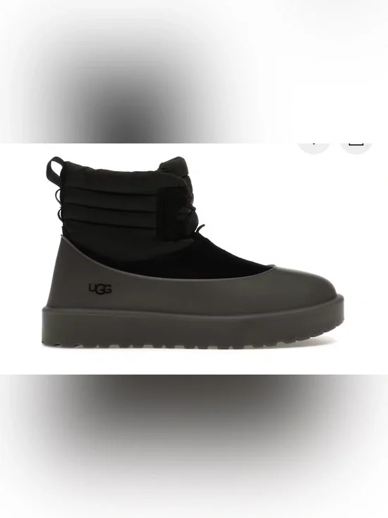UGG Classic Mini Lace-Up Insulated Fur Boots Black Men's SZ 8 NWOB Outdoor Cozy